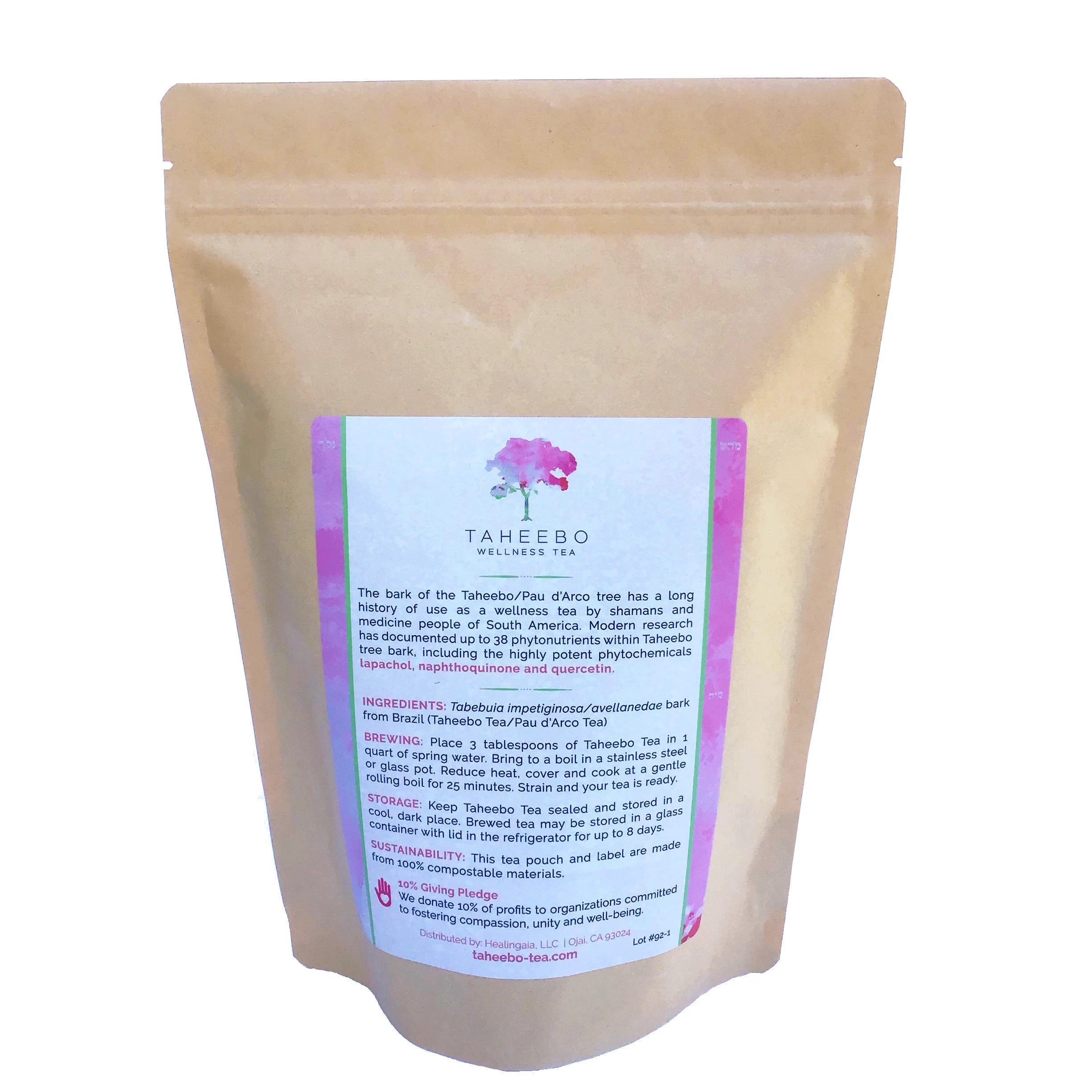 Taheebo Wellness Tea 1lb pouch back