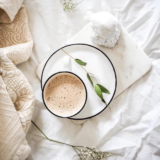 Creamy Taheebo tea with MCT oil in a cup