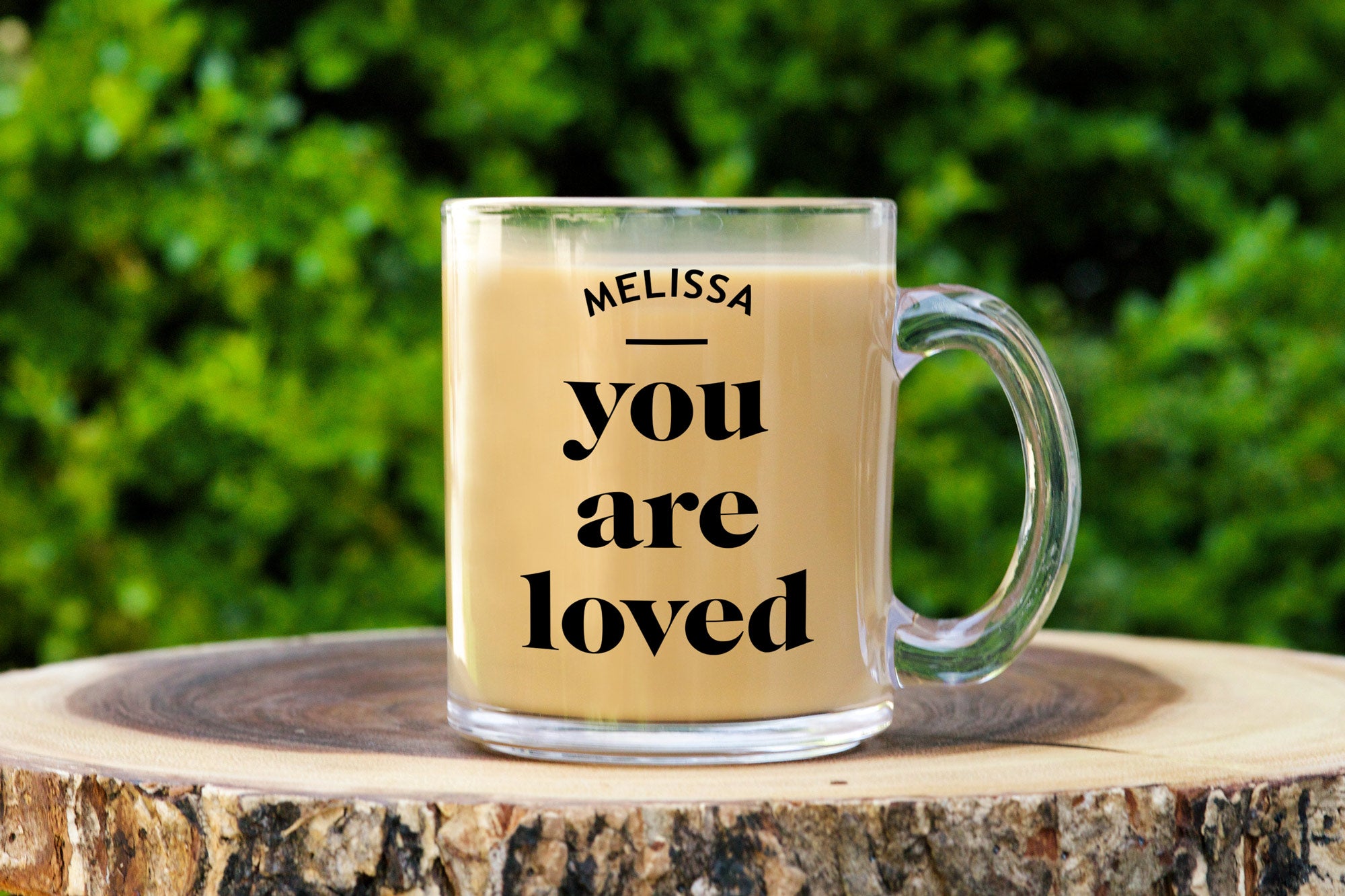 You are loved personalized glass mug - latte